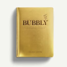 Gold book titled "BUBBLY" on a white background