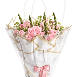 Pink Rose Hand-Tied Bouquet in Premium Gift Wrap | Same Day Delivery Miami