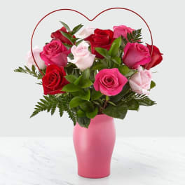 XOXO Rose Bouquet (Will include heart pick in pink vase as wire heart is sold out)