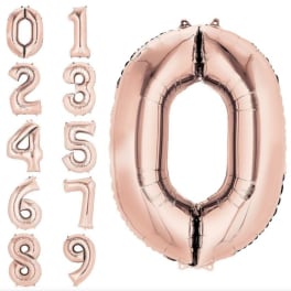 Rose gold number balloons from 0 to 9