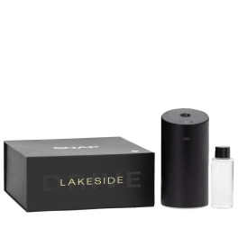Black Lakeside Drive gift set with a diffuser, box, and small bottle