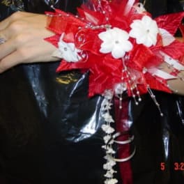 Red & White Wrist Corsage