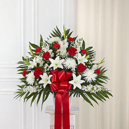 Heartfelt Sympathies Red & White Standing Basket