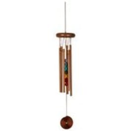 Hanging wind chime with colored beads and metal tubes