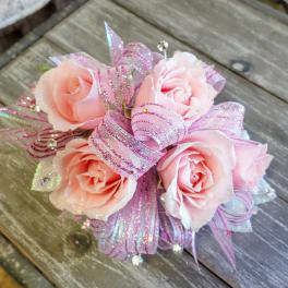 Pink Sparkle Wrist Corsage