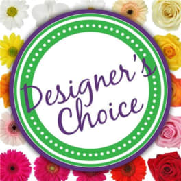Colorful floral graphic with the words "Designer’s Choice" in the center