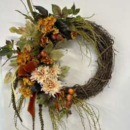 Rustic Elegance Silk Wreath by Westford Florist Art by Veny