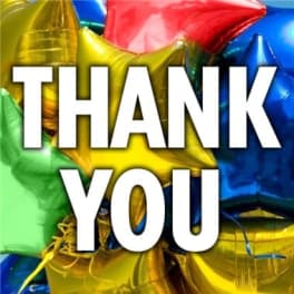 Colorful star-shaped balloons with large white "THANK YOU" text