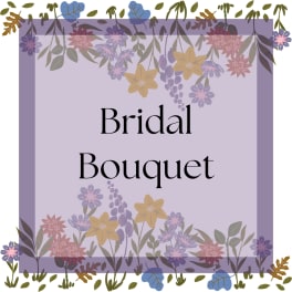 Lavender bridal bouquet graphic with floral border