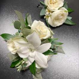 Dazzling White Corsage and Boutonniere