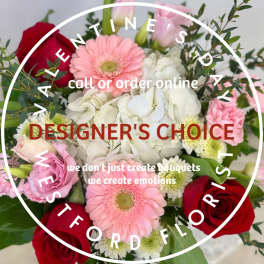 Designer's Choice Valentine's Arrangement by Westford Florist Art by Veny