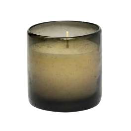Smoky glass candle holder with a single wick
