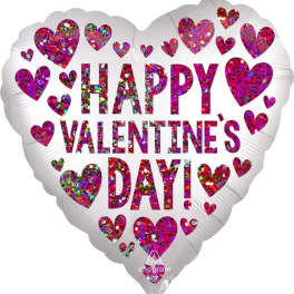 Mylar Happy Valentines Day Balloon Hearts