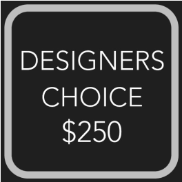 Black gift card reading Designers Choice $250