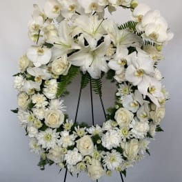 OW#03 Layered White Orchid Wreath