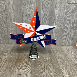 Patriotic star decoration with a Gators banner on a spring base