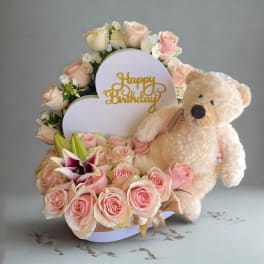 Teddy & Blooms Birthday Delight by D'Lily's Flowers
