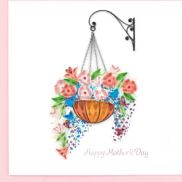 Hanging floral wall art with a pumpkin and "Happy Mother's Day" text