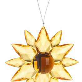 Yellow crystal sunflower ornament with a hanging loop