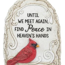 Decorative memorial plaque with a red cardinal and sympathy message