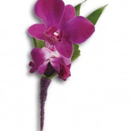 Perfect Purple Orchid Boutonniere