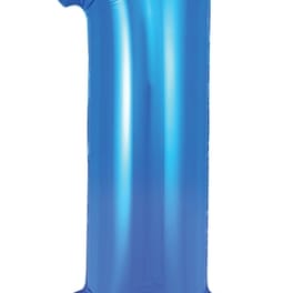 Blue number 1 foil balloon on a white background
