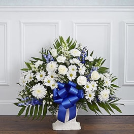 Tribute Blue & White Floor Basket Arrangement