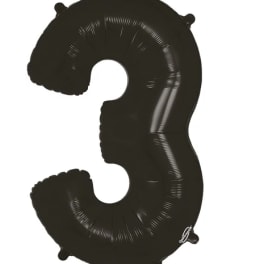 Black foil balloon shaped like the number 3