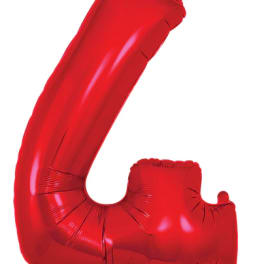 Red foil balloon shaped like the number 4