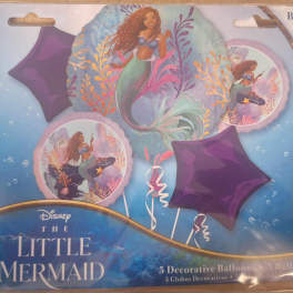 Little Mermaid themed decorative balloon set with purple star balloons