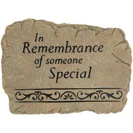 Stone memorial plaque with the words In Remembrance of someone Special