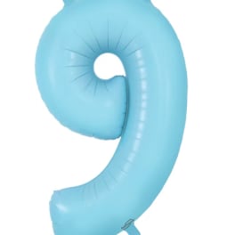 Light blue number 9 balloon on a white background
