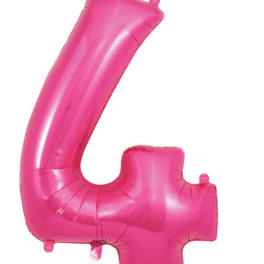 Pink foil balloon shaped like the number 4