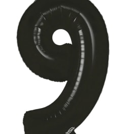 Black number 9 foil balloon on a white background