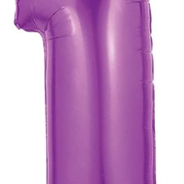 Purple foil balloon shaped like the number 1