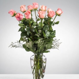 Dozen Long Stemmed Pink Roses by BloomNation™