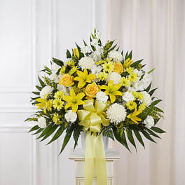 Heartfelt Sympathies Yellow Standing Basket