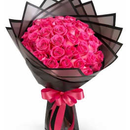 Hot Pink Roses wrapped Bouquet