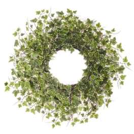 Circular ivy wreath with dense green leaves on a white background