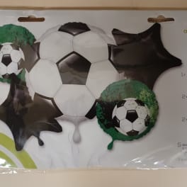 Package of soccer ball-shaped decorative balloons