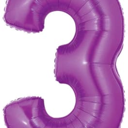 Purple number 3 foil balloon