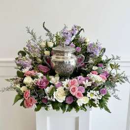 Pastel Sympathy Urn Arrangement