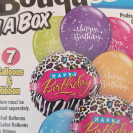 Birthday balloon bouquet kit with colorful printed balloons