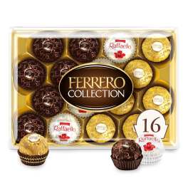 Ferrero Collection box of assorted chocolates in gold, brown, and white wrappers