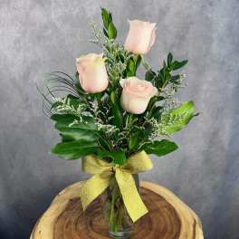 Pink Rose Trio in a Vase