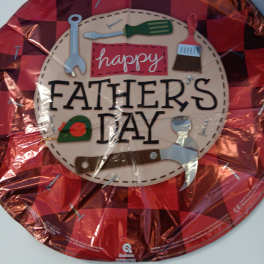 Red Father's Day foil balloon with tool graphics