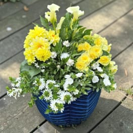Large Blue Ceramic Planter