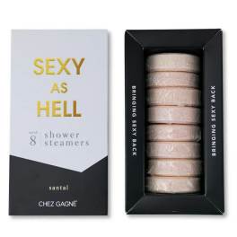 Boxed set of shower steamers with gold text on the package