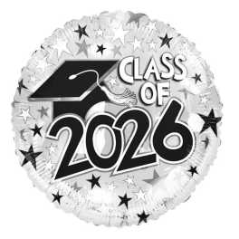17" Class of 2026 White Balloon