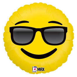 Yellow smiley-face balloon wearing sunglasses